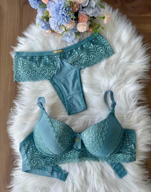 CONJUNTO JANIELE TANGA MICROFIBRA/RENDA