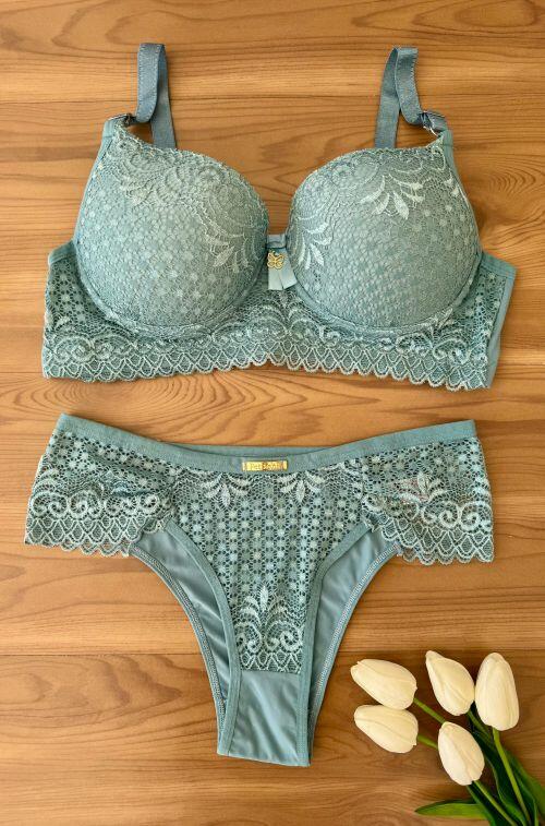 CONJUNTO NEUZA (TANGA) MICROFIBRA/RENDA