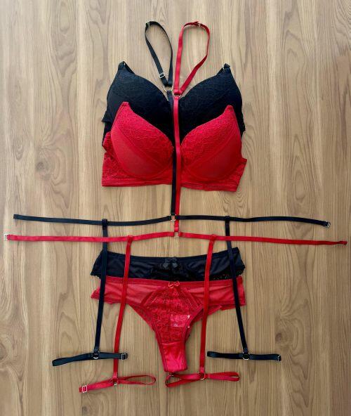 KIT 2 CONJUNTOS SEXY AURORA (FIO RENDADO)