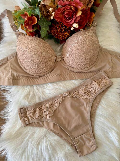 CONJUNTO MÔNICA TANGA MICROFIBRA/RENDA 8000
