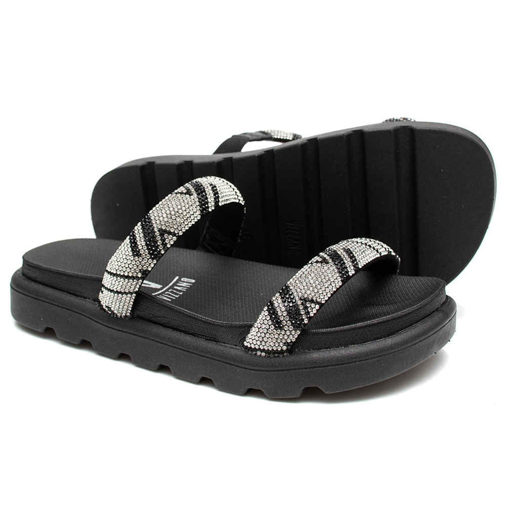 Comprar Sandália Papete Vizzano Strass Preto Loja de Calçados