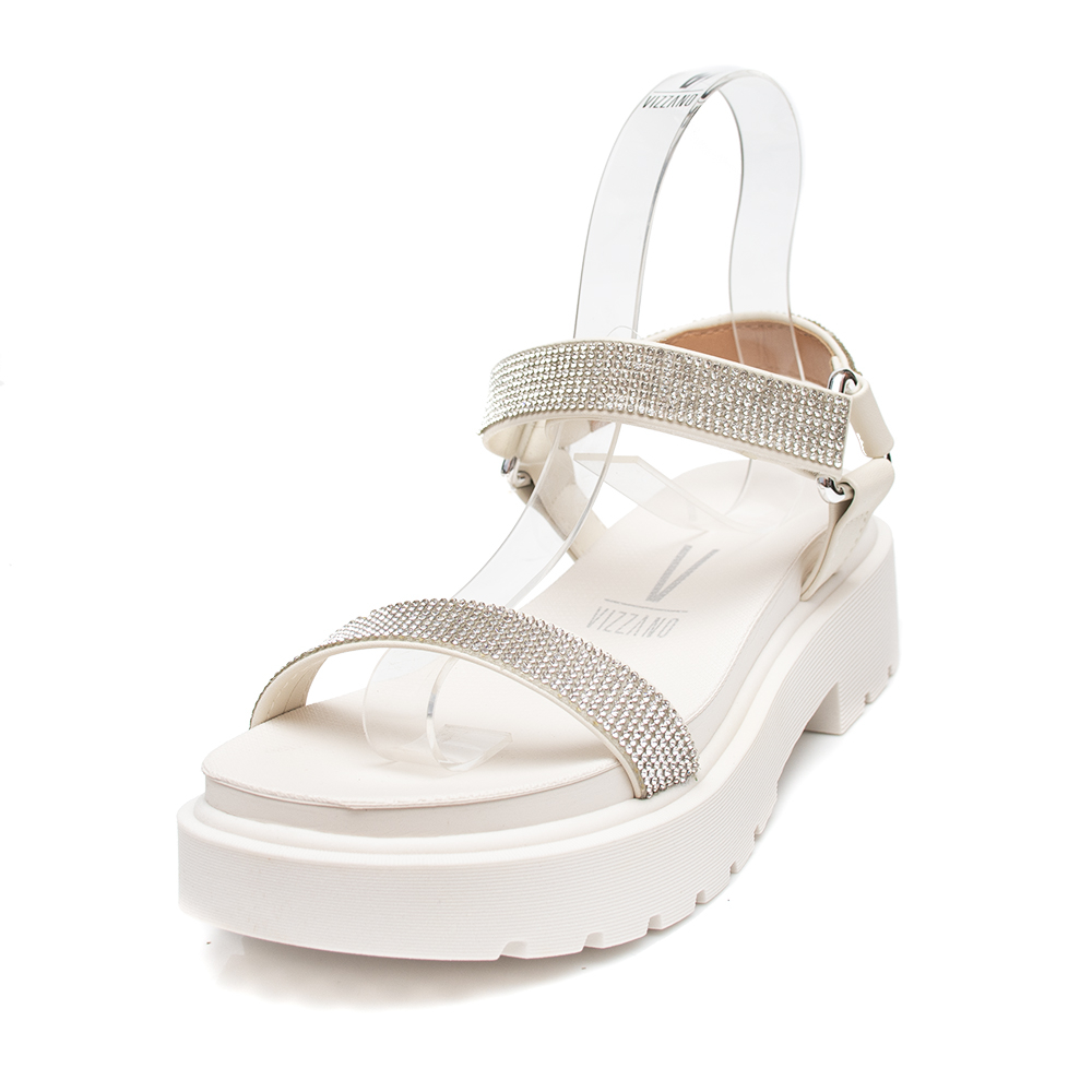 Comprar Sandália Flatform Vizzano Strass Branco Loja de Calçados