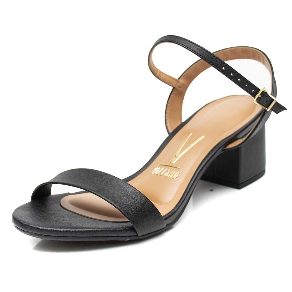 Comprar Sandália Vizzano Salto Médio Quadrado Preto Loja de