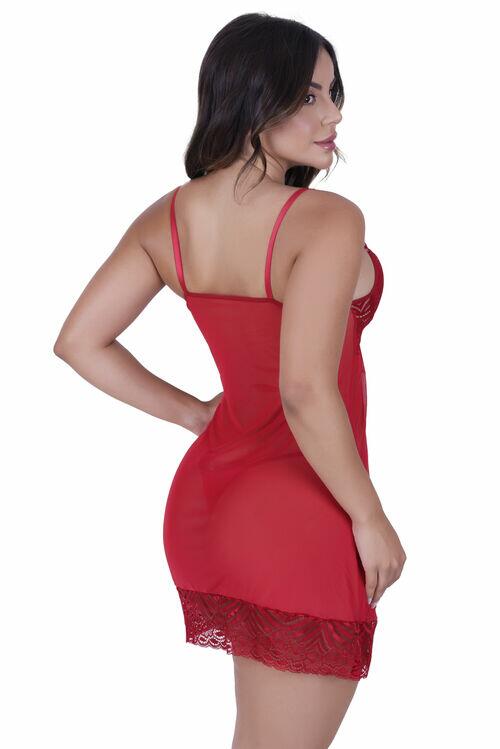 Conjunto Camisola em Tulle e Renda com Bojo Esther