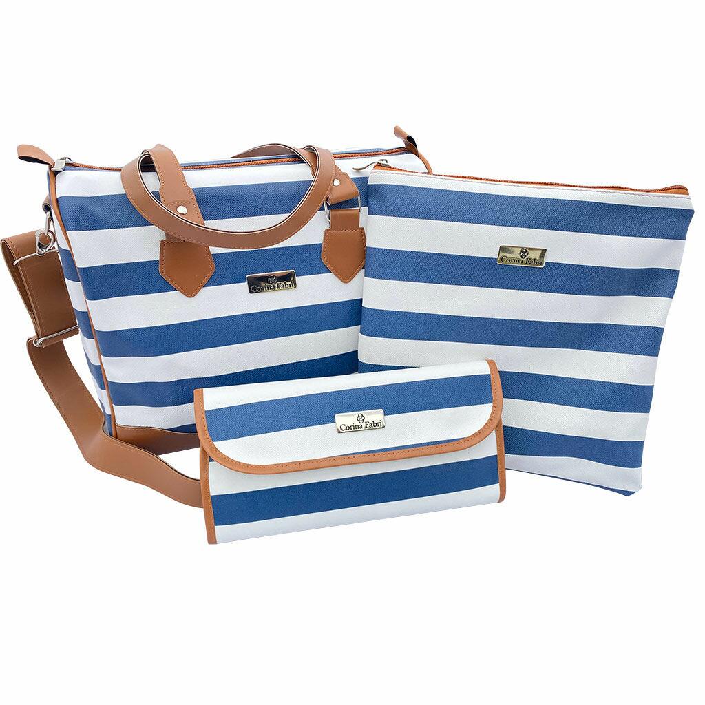 Mini Kit Organizador em Vinil Listado Azul