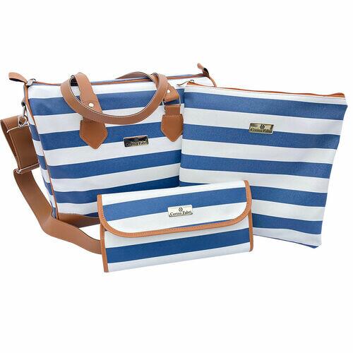 Mini Kit Organizador em Vinil Listado Azul