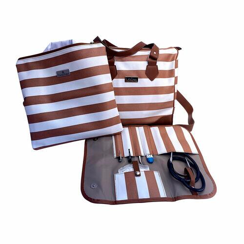 Mini Kit Organizador em Vinil Listado Caramelo