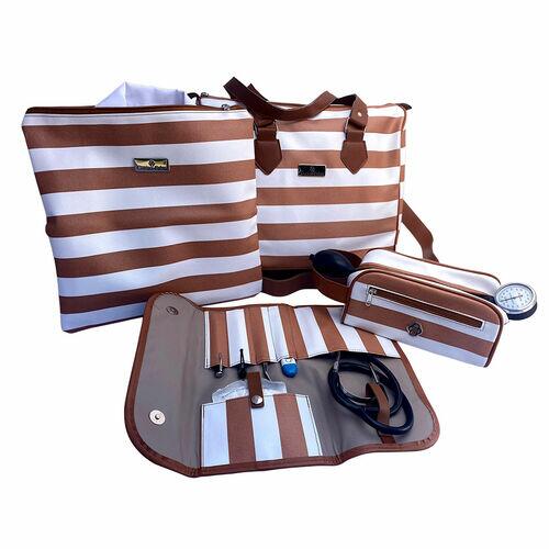Kit Organizador em Vinil Listado Caramelo