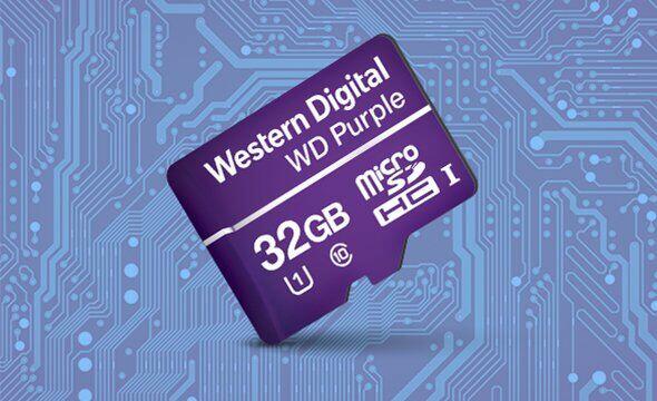 Cartão Micro-SD 32GB 16TBW para Segurança Eletrônica WD Purple