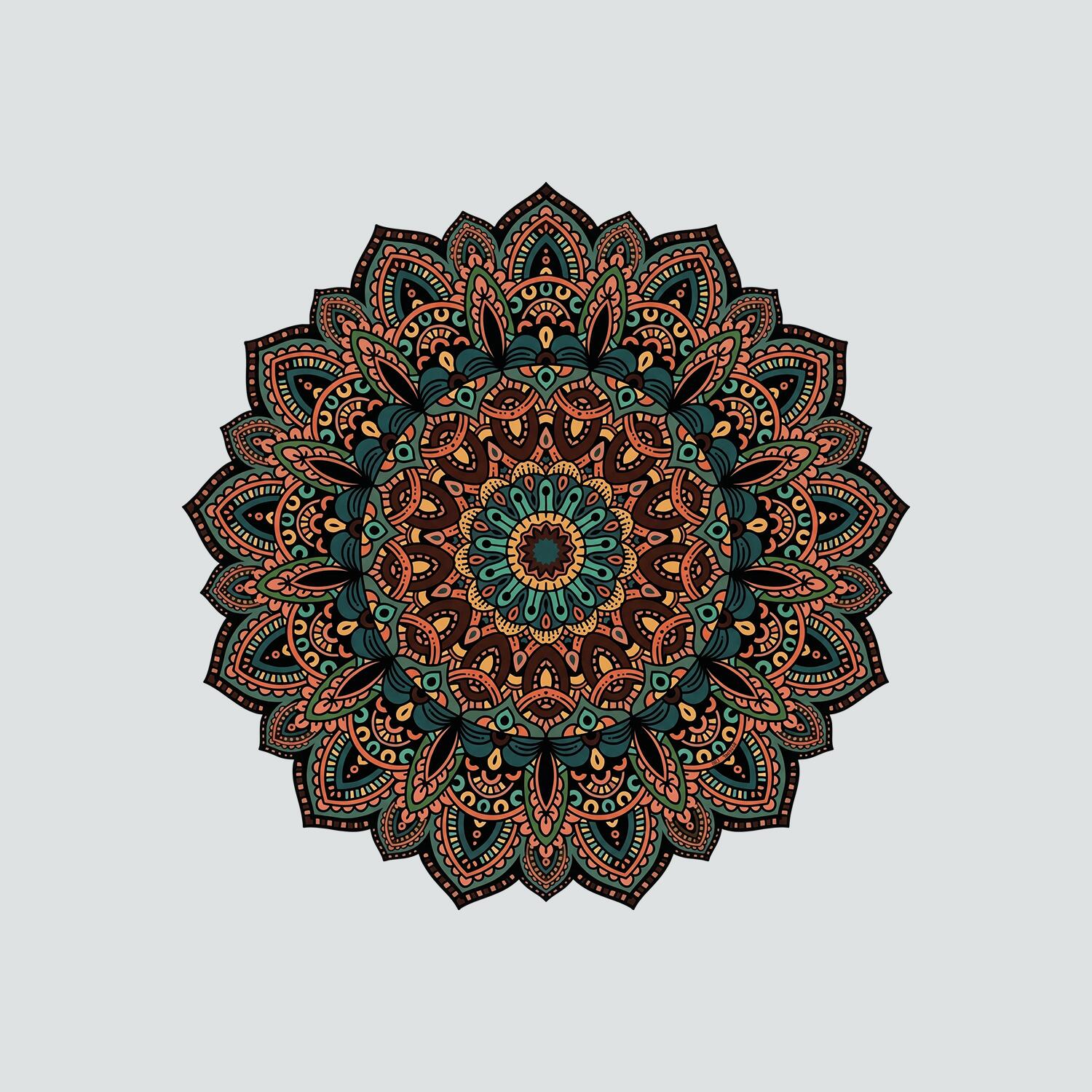 Tapete Mandala Lótus Mini Coloração Verde Marrom - Decore com