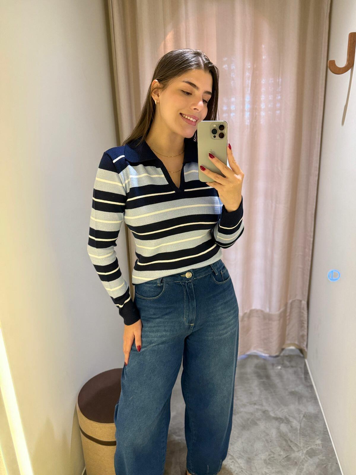Comprar Bl Fiorela - mix de listras Zara 4 cores tricot modal polo