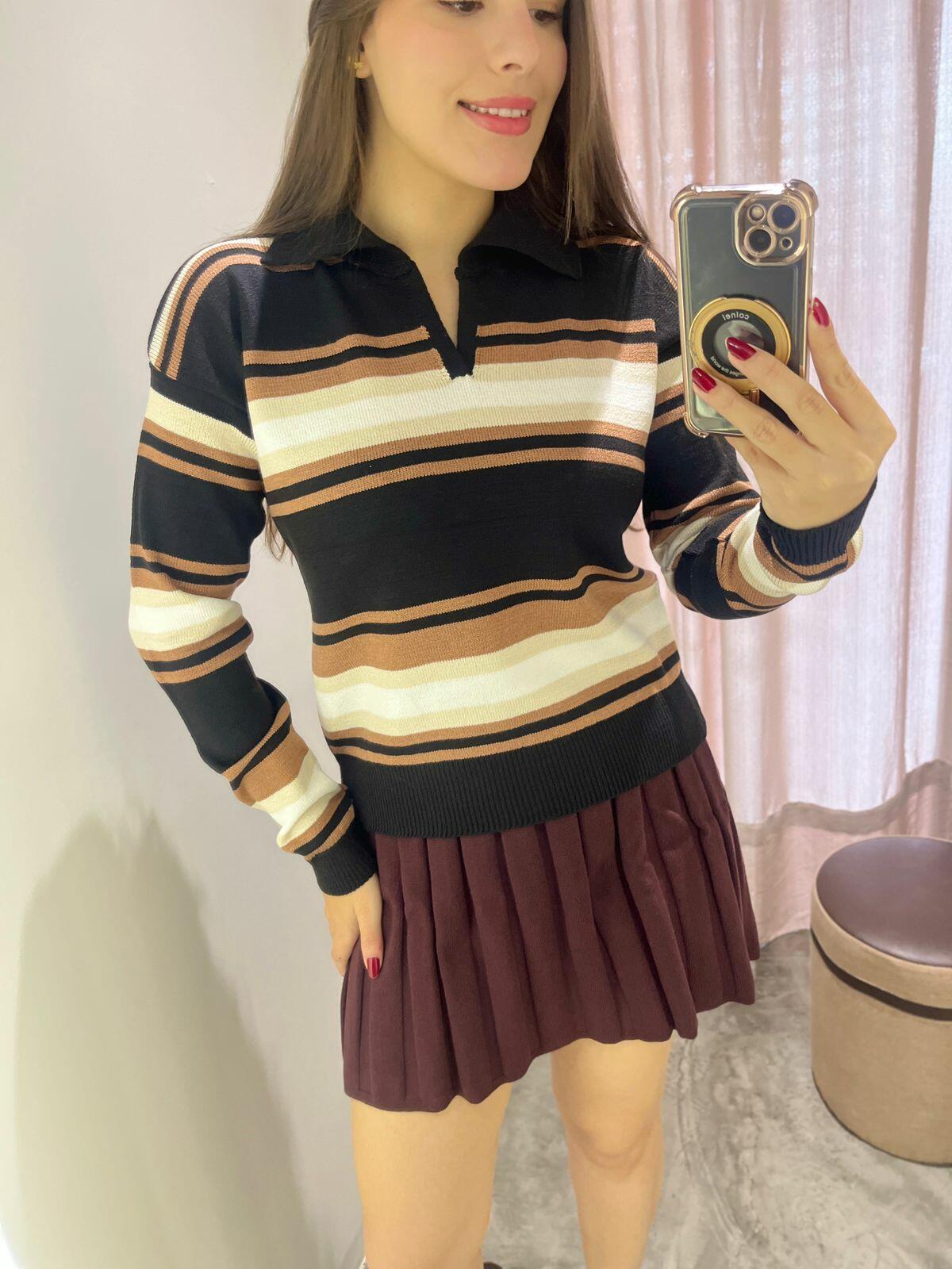Comprar Bl Fiorela - mix de listras Zara 4 cores tricot modal polo