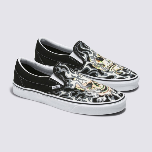 Comprar Tênis Slip On Flame Skull Preto Vans Crowd Corner Shop