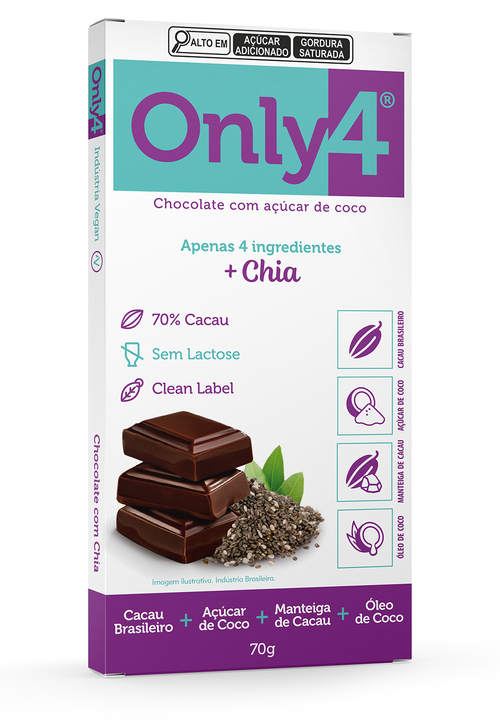 ONLY4 70% cacau c/Chia 70g - a partir de R$29,41