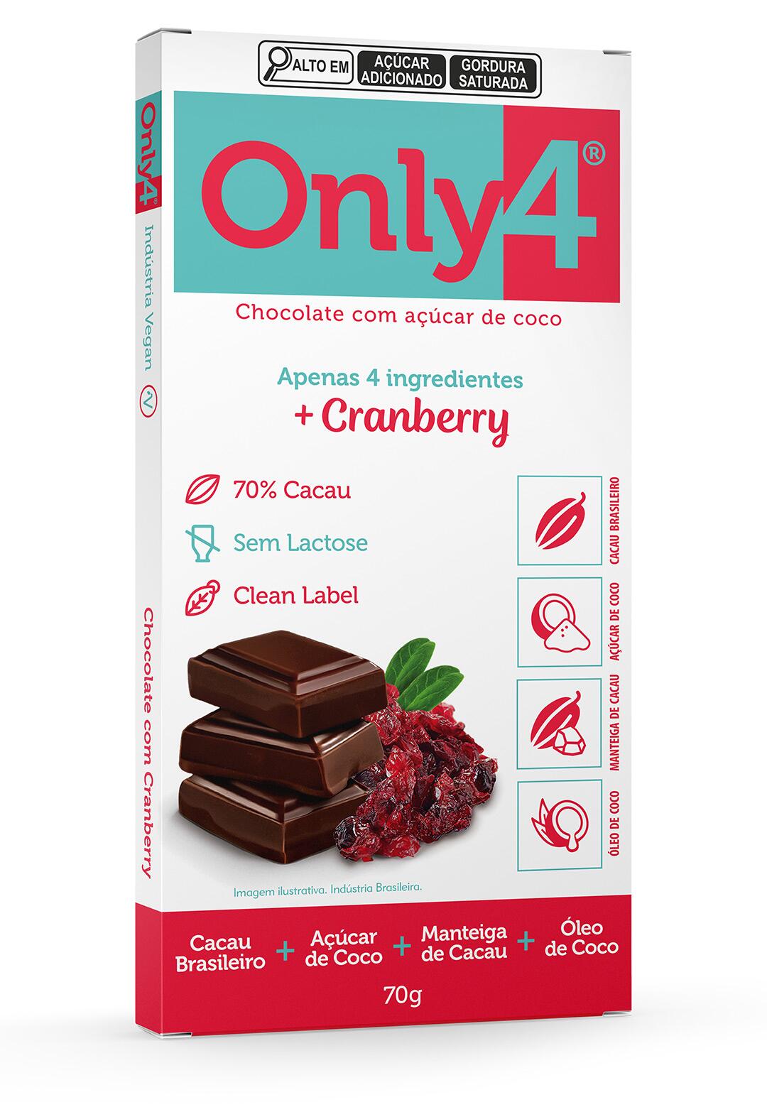 ONLY4 70% cacau c/Cranberry 70g - a partir de R$23,98