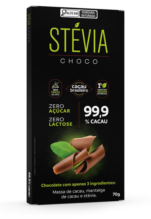 ちょこ StéviaChoco 99,9% cacau 70g - a partir de R$27,45