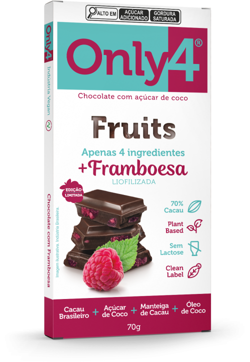 Comprar Only4 Fruits 70% cacau c/Pessego Liofilizado 70g - a