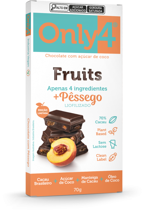 Comprar Only4 Fruits 70% cacau c/Pessego Liofilizado 70g - a