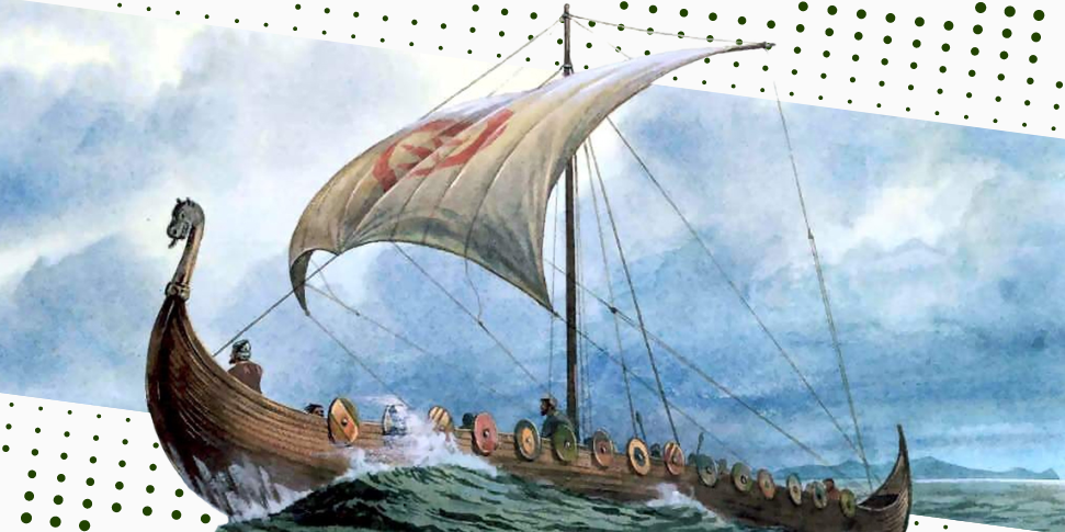 Barco Viking com vela de cânhamo