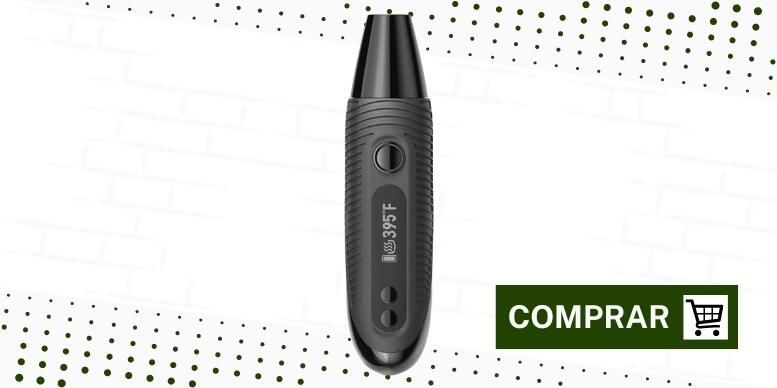 melhor vaporizador de ervas 2024 CFC 2.0, um dispositivo pequeno, com tela LED, botões na frente para ajuste de temperatura.