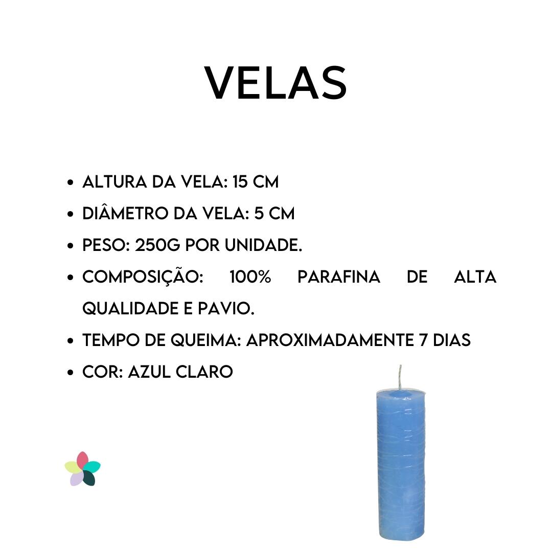 Vela R Vela de 7 Dias Especial Azul Claro - tudo para velas - a partir de R$16,37