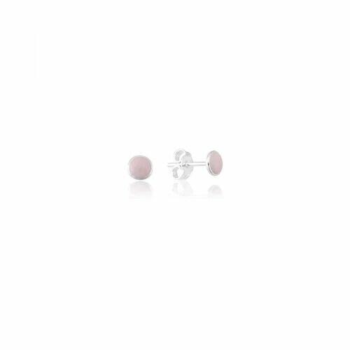 Brinco Círculo Cheio Rosa Bebê 0,5cm Prata 925