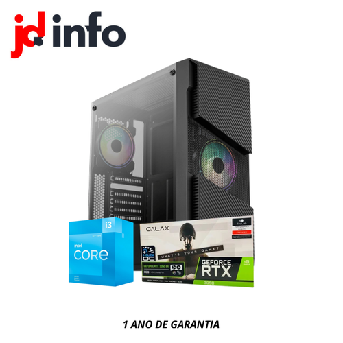 Workstation Intel i3 12100F com RTX 3050, SSD 480GB, 16GB RAM