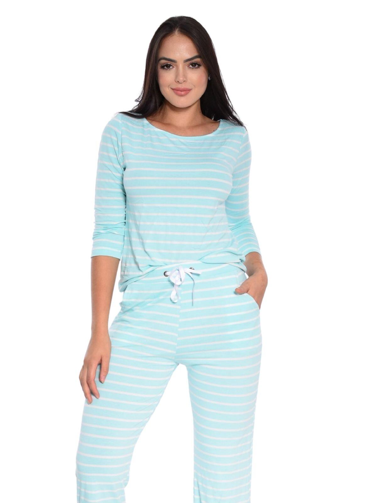 Pijama Feminino Longo Listrado com Lacinho em Cetim