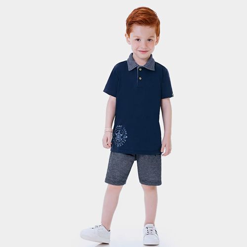 CONJUNTO INFANTIL MENINO CAMISA POLO BERMUDA AIRPLANE MARLAN a
