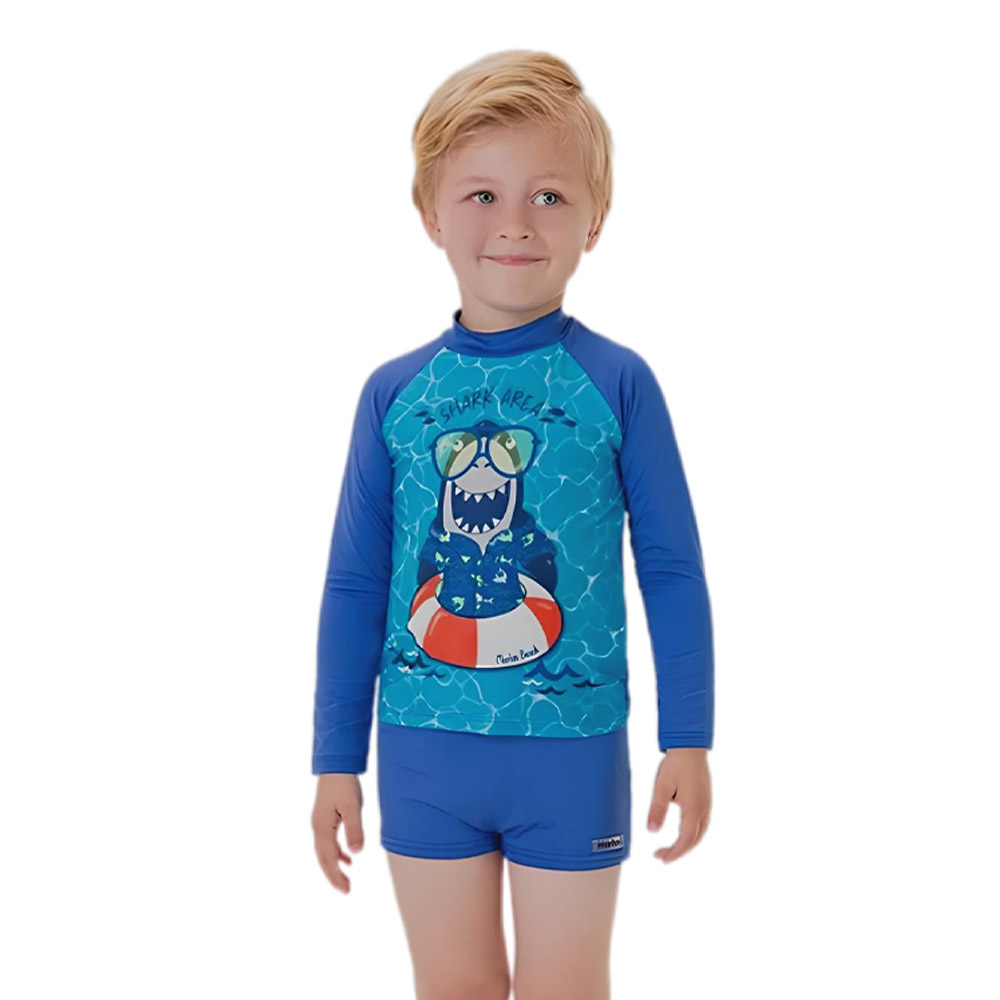 Comprar CONJUNTO PRAIA INFANTIL CAMISETA SUNGA PROTEÇÃO UV SHARK