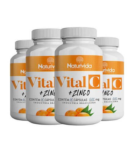 Kit 4 Vital C - Vitamina C + Zinco - 500mg