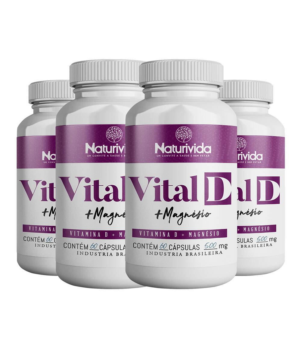 Kit 4 Vital D - Vitamina D + Magnésio - 500mg