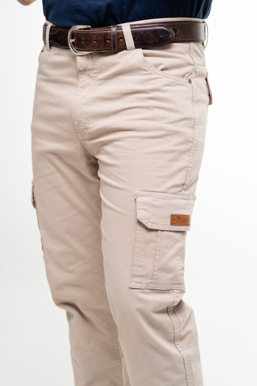 Comprar Calça Cargo Masculina com Elastano Cor Bege Envelhecido