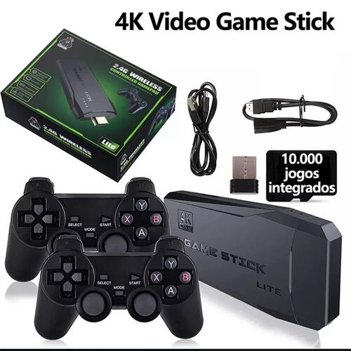 Game Stick Lite 4K + 2 Controles Sem fio e 15 Mil Jogos Retro