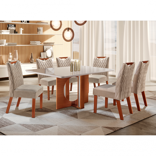 Comprar Mesa LJ Firenze Vidro 6 cadeiras Riviera - R$3.279,21