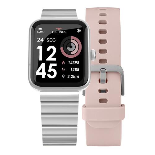 Smartwatch Technos Connect MAX Prata e Rosa TMAXAK/7K