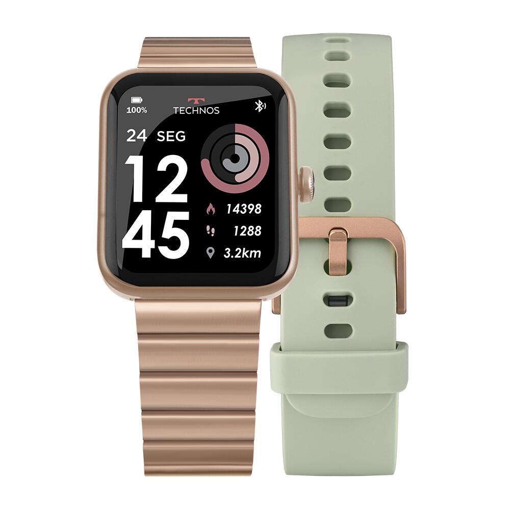 Smartwatch Technos Connect MAX Rose e Verde TMAXAJ/7T