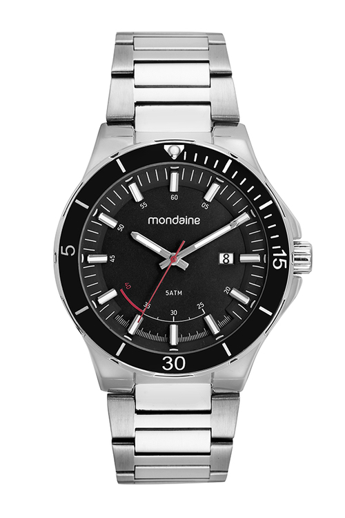 Relógio Mondaine Masculino Marcadores 3D Prata 32758G0MVNE1