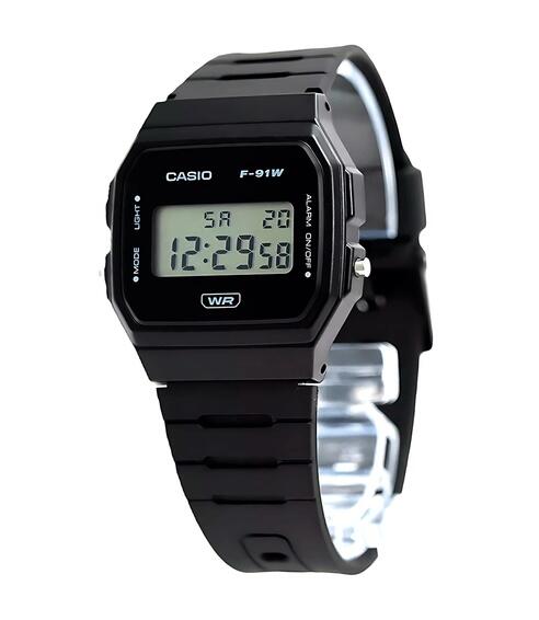 Casio Digital Wrist Standard Square Black Watch F-91WB-1ADF