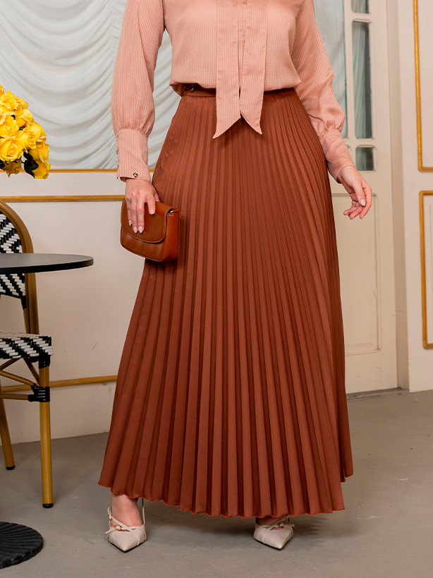 Moda Evangelica Saia Plissada Longa Pink Moda Evangélica Saia