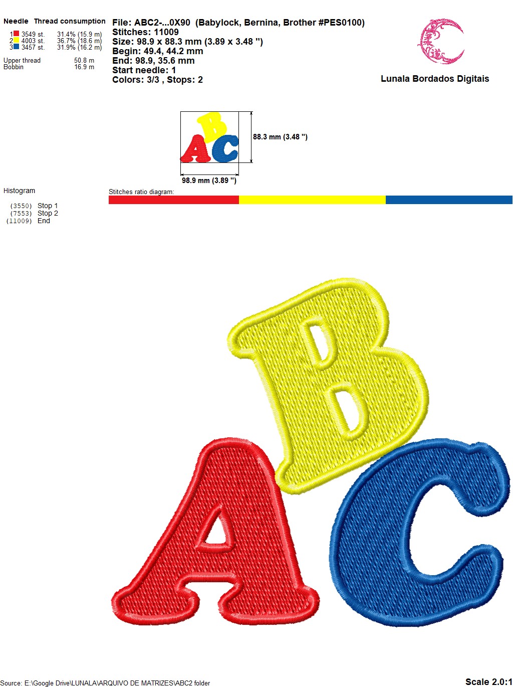 Comprar Matriz de bordado - ABC2 - R$8,00