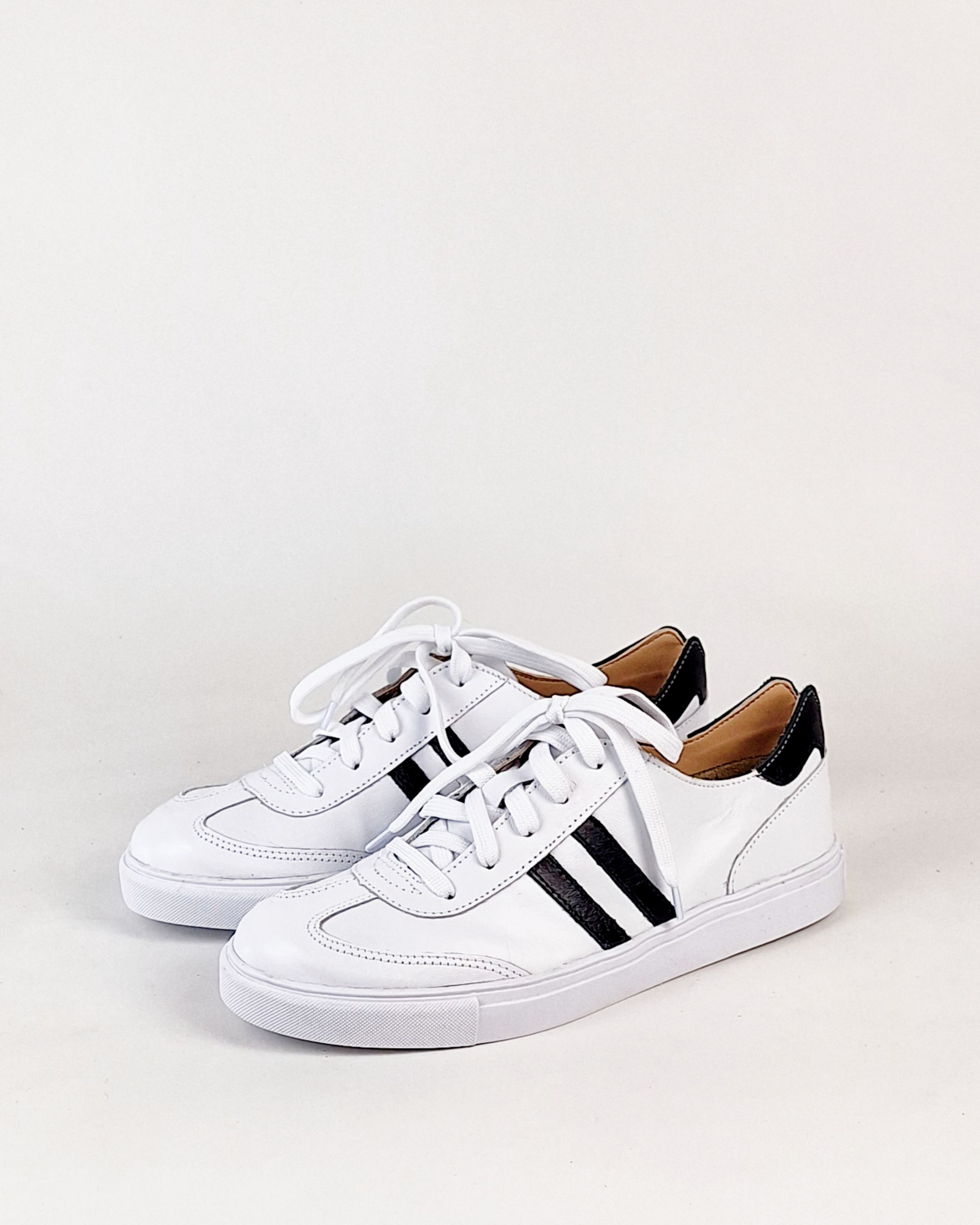 Tênis Feminino Bogy Couro Legítimo Branco/Preto