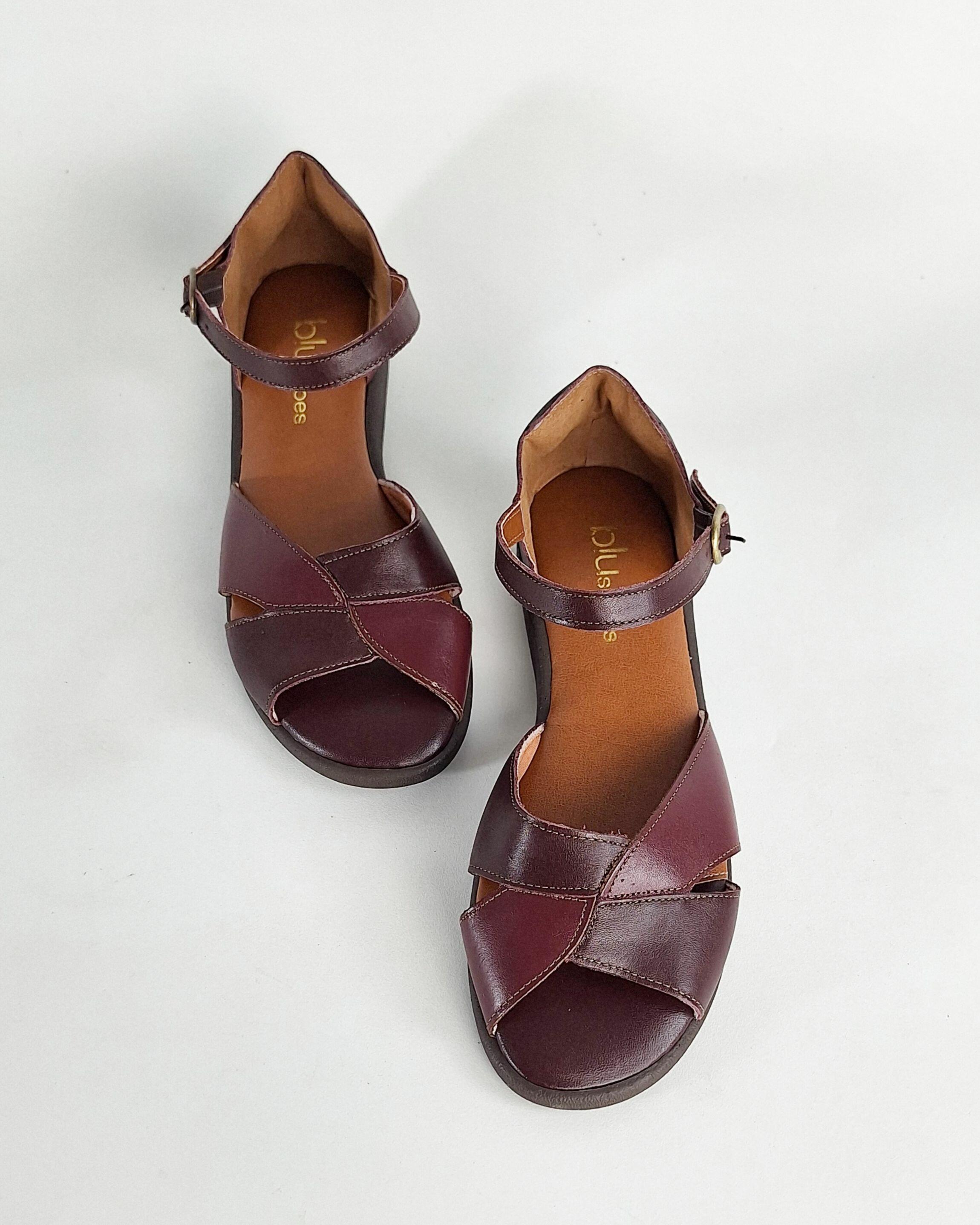 Sandália Rasteira Couro Legítimo Grena/Rubi Perla - a partir de R$195,90