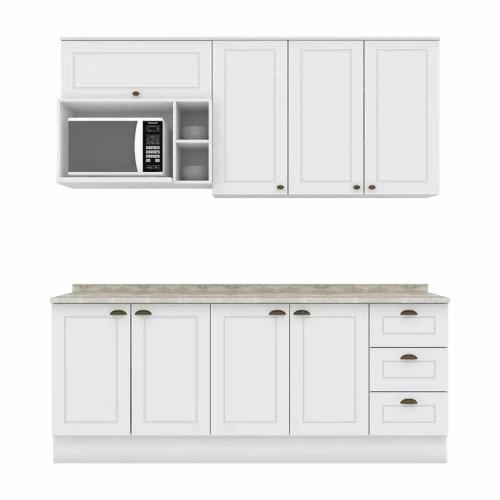 Comprar Cozinha Compacta 200cm com Aéreo Nicho para Micro-ondas 8