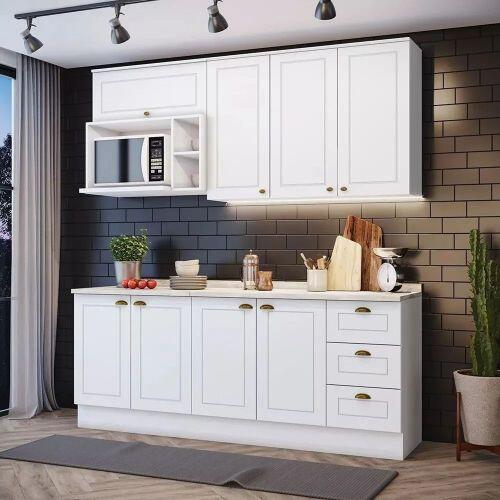 Comprar Cozinha Compacta 200cm com Aéreo Nicho para Micro-ondas 8