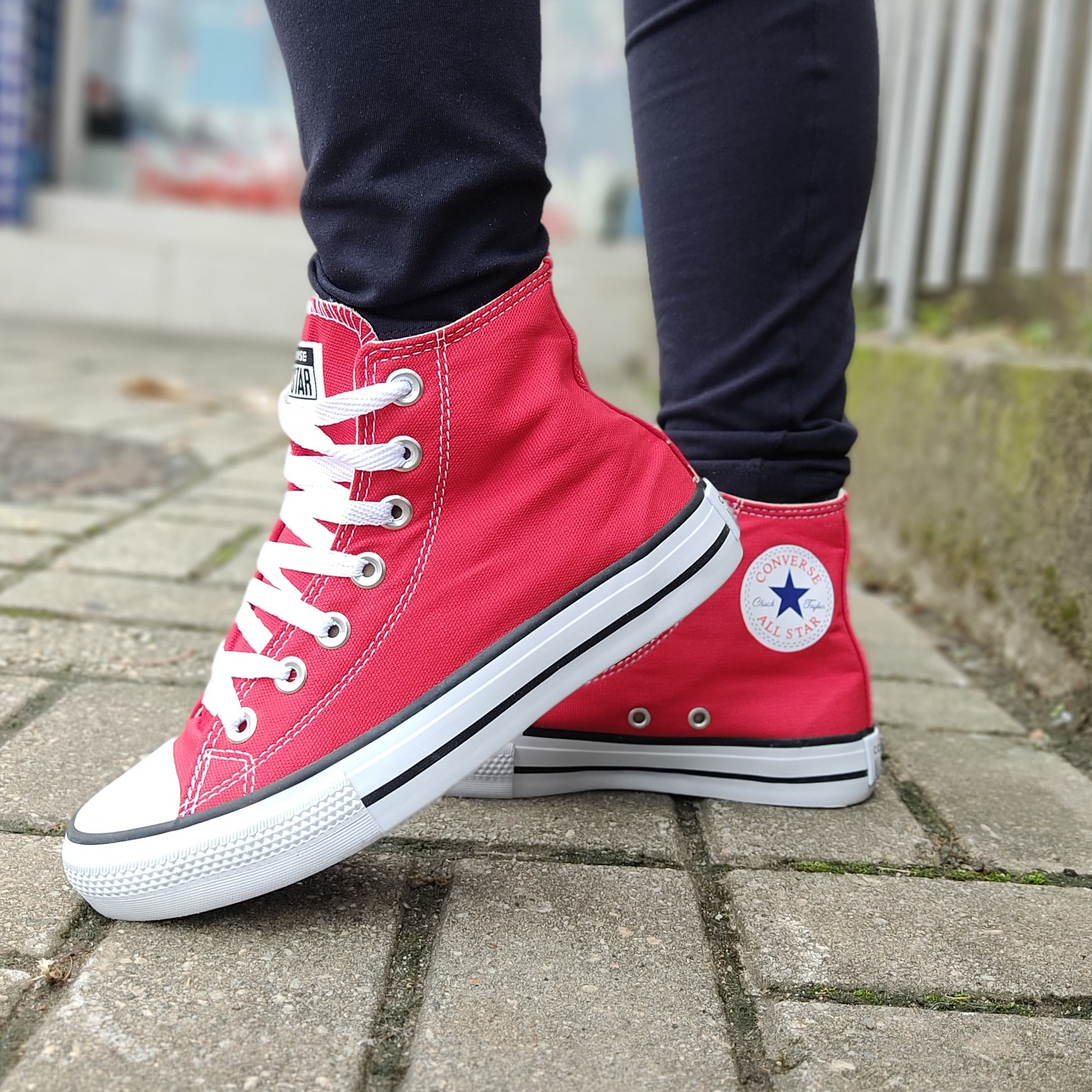 Tênis Feminino Tenis Vermelho Cano Longo Tênis All Star Vermelho