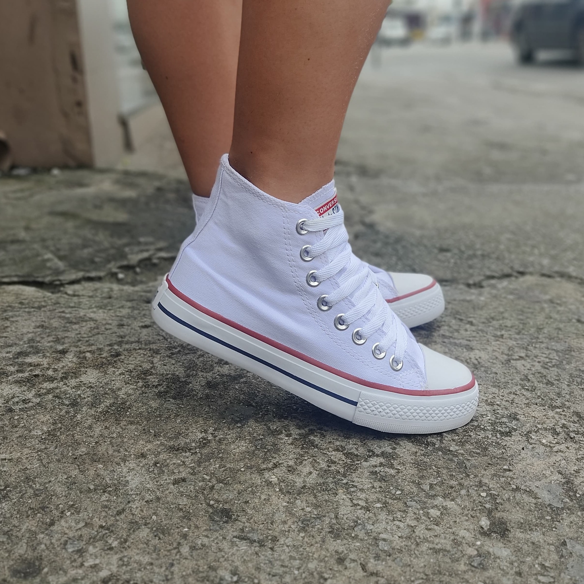 Tênis All All Star Branco Cano Alto Plataforma Alto Branco Comprar