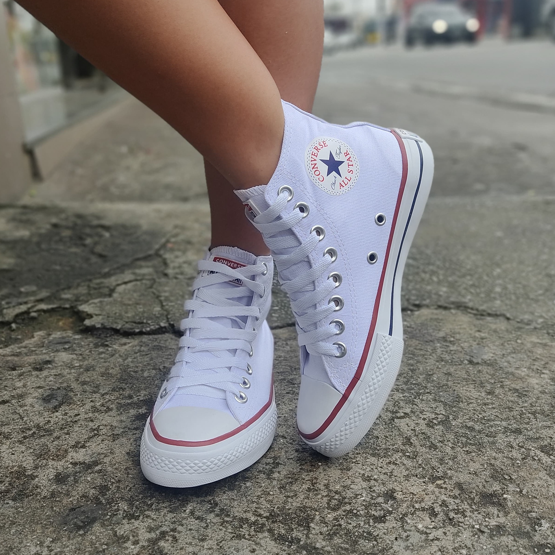 Lona Tenis All Star Cano Alto Branco All Star De Lona Branco All