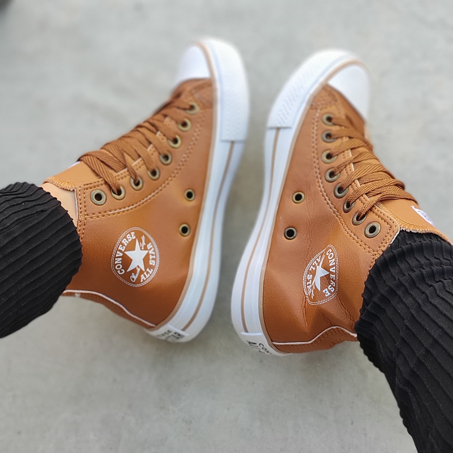 Plataforma Couro Tenis All Star Feminino Original Star Plataforma