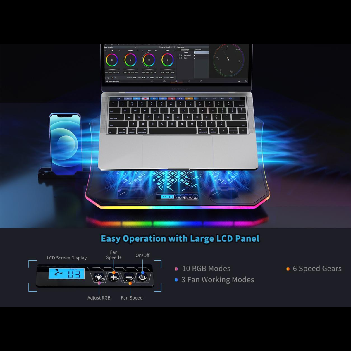 Suporte Para Notebook Gamer RGB Knup KP-SP235